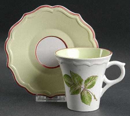Auberpine Green Flat Cup & Saucer Set