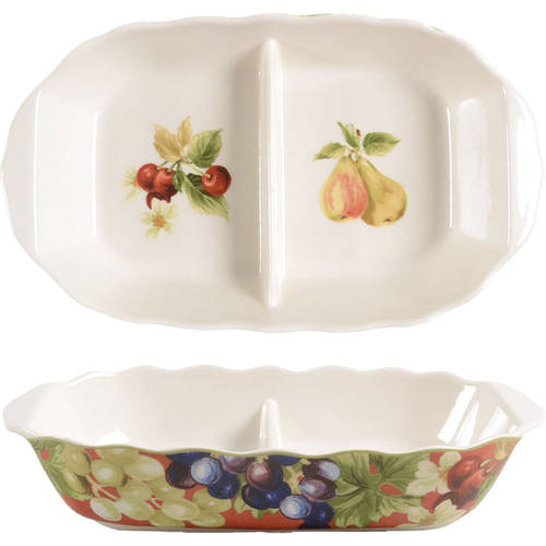 Fruit Amore 11" Oval Divided Vegetable Bowl