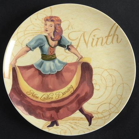 12 Days of Christmas (Gold Scrolls, No Trim) Salad Plate