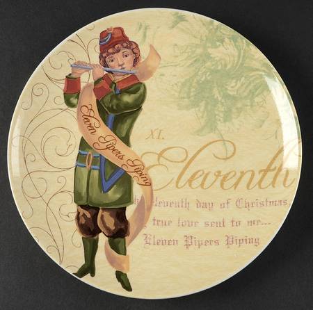 12 Days of Christmas (Gold Scrolls, No Trim) Salad Plate