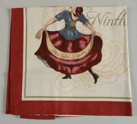 12 Days of Christmas (Gold Scrolls, No Trim) Cloth Napkin
