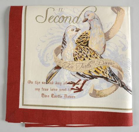 12 Days of Christmas (Gold Scrolls, No Trim) Cloth Napkin