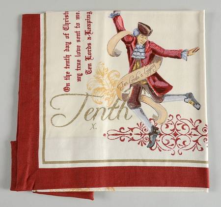 12 Days of Christmas (Gold Scrolls, No Trim) Cloth Napkin