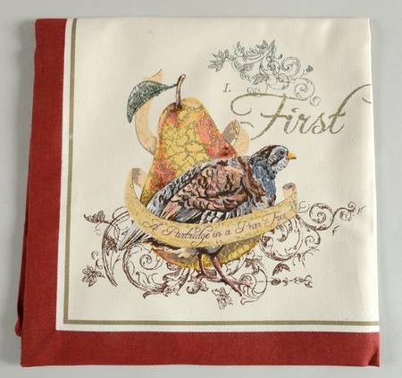 12 Days of Christmas (Gold Scrolls, No Trim) Cloth Napkin