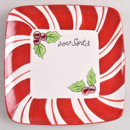 Holiday Peppermint Dear Santa Plate (Write-Able)