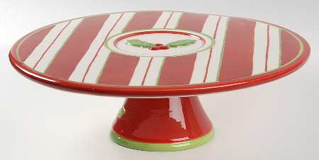 Holiday Peppermint 11" Diameter Pedestal Cake Stand