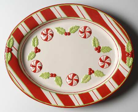 Holiday Peppermint 16" Oval Serving Platter