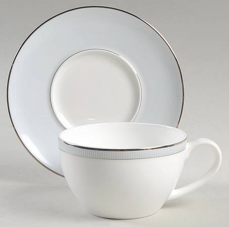 Kensington Blue Flat Cup & Saucer Set