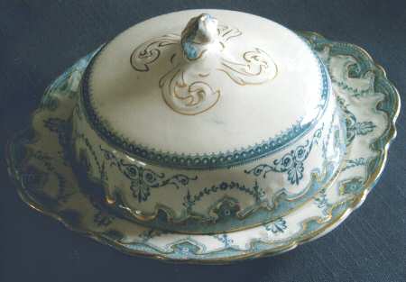 Portsmouth Blue Green Round Covered Butter