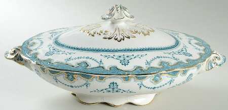 Portsmouth Blue Green Oval Covered Vegetable