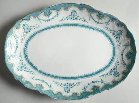 Portsmouth Blue Green 10" Oval Serving Platter