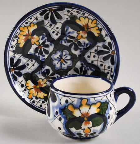 Invitation, The Flat Cup & Saucer Set by Novica China