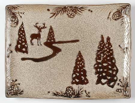 Pine Retreat Ivory 16" Rectangular Serving Platter