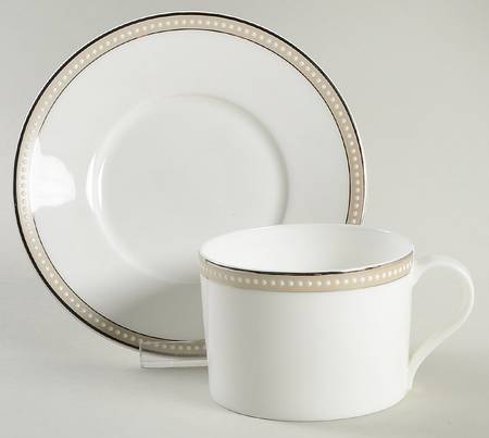 Oyster Pearl Flat Cup & Saucer Set