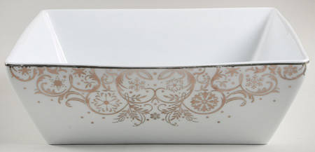 Silver Snowflake 10" Square Serving Bowl