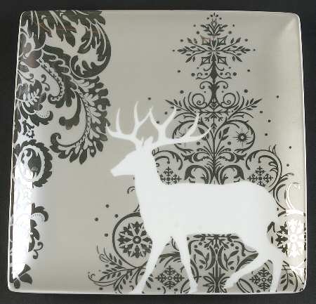 Silver Snowflake Square Salad Plate