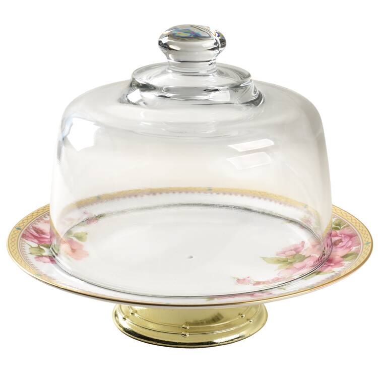 Hertford 6 1/2"-7 1/2" Footed Cheese Plate w/ Glass Dome HC
