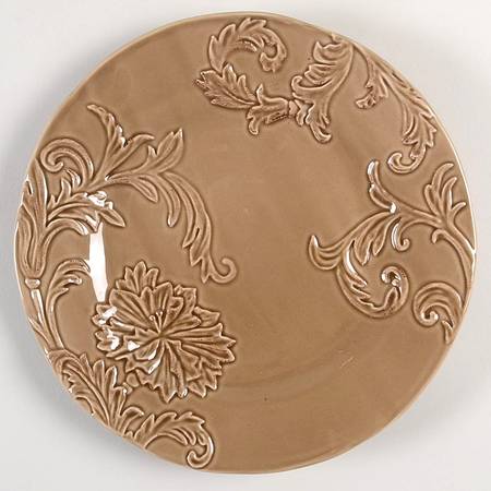 Embossed Floral Mocha Salad Plate