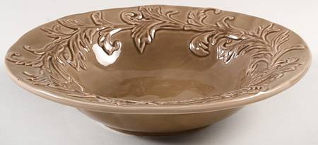 Embossed Floral Mocha Large Rim Soup Bowl