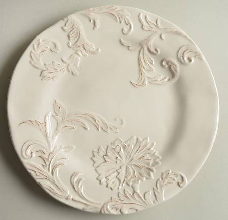 Embossed Floral Cream Salad Plate