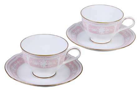 Lacewood Gold Pink Footed Cup & Saucer Set
