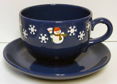 Snowman Breakfast Cup & Saucer Set