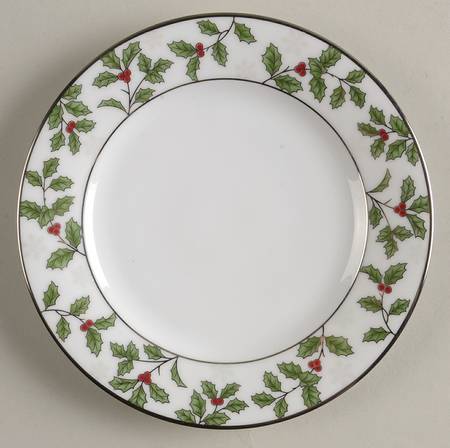 Holly and Berry Platinum Bread & Butter Plate