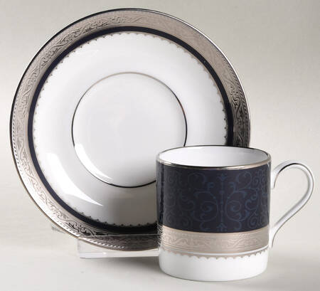 Odessa Cobalt Platinum Flat Demitasse Cup & Saucer Set