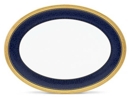 Odessa Cobalt Gold 16" Oval Serving Platter