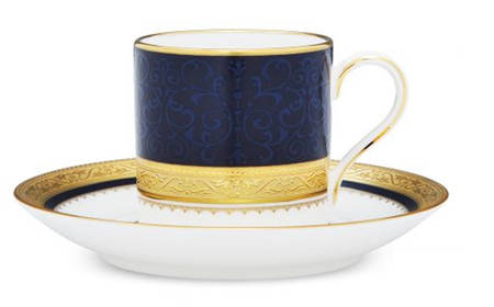 Odessa Cobalt Gold Flat Demitasse Cup & Saucer Set