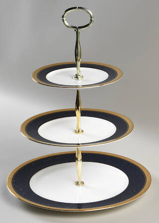 Odessa Cobalt Gold 13 7/8"-14 1/4" 3-Tiered Serving Tray(DP,SP,BB) HC