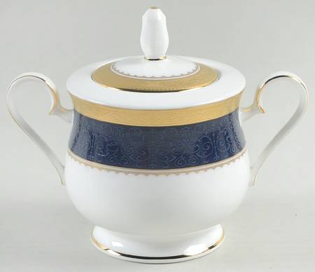 Odessa Cobalt Gold Sugar Bowl & Lid