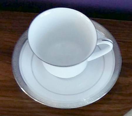 Royal Crest Platinum Footed Cup & Saucer Set