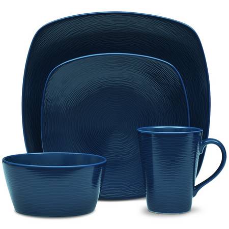 NoN Swirl (Navy on Navy) Square Dinner Plate