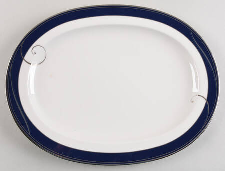 Platinum Wave Indigo 14" Oval Serving Platter