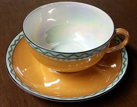 N1259 Orange Flat Cup & Saucer Set
