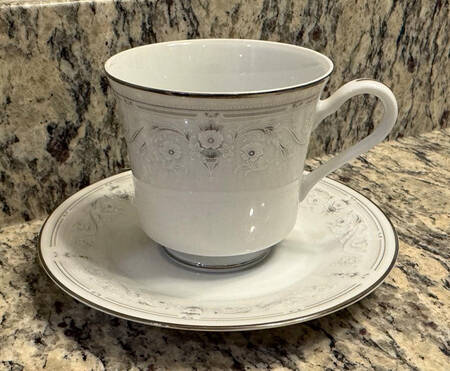 Grey Mist Footed Cup & Saucer Set