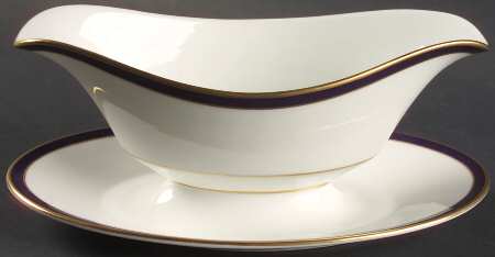 Annapolis Blue Gravy Boat with Attached Underplate by Oxford (Div of Lenox)