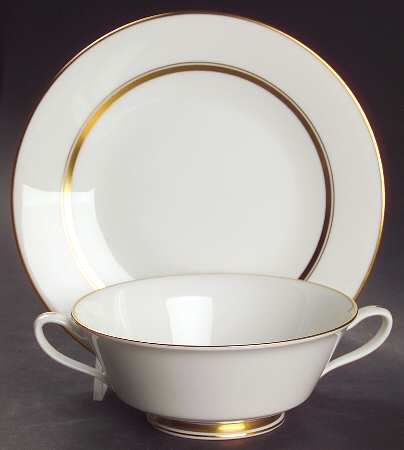 Andover Footed Cream Soup Bowl & Saucer Set