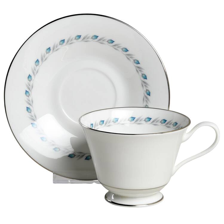 Bluefield Footed Cup & Saucer Set by Oxford (Div of Lenox)