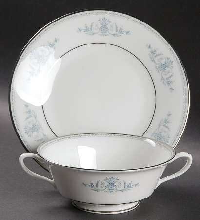 Bryn Mawr Footed Cream Soup Bowl & Saucer Set