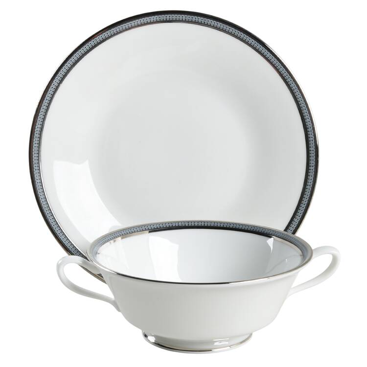Dawn Footed Cream Soup Bowl & Saucer Set