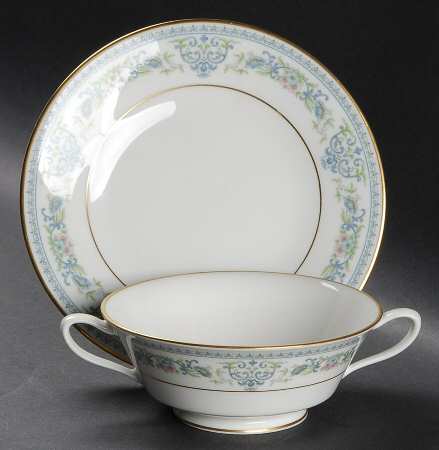 Fontaine Footed Cream Soup Bowl & Saucer Set by Oxford (Div of Lenox)