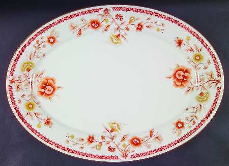 Lotus Garden 16" Oval Serving Platter