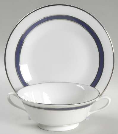 Marquesa Footed Cream Soup Bowl & Saucer Set by Oxford (Div of Lenox)