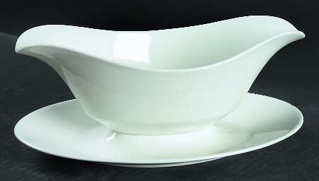 Mayfair White Gravy Boat with Attached Underplate by Oxford (Div of Lenox)