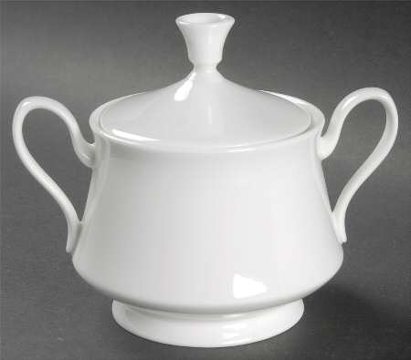 Mayfair White Sugar Bowl & Lid