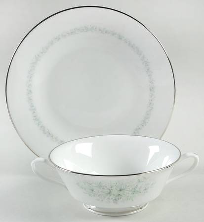 Meadowlark Footed Cream Soup Bowl & Saucer Set by Oxford (Div of Lenox)