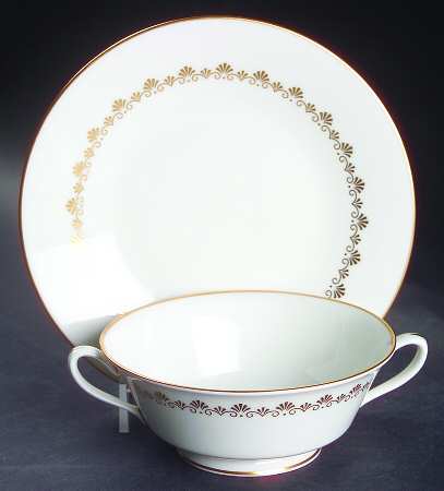 Milburne Footed Cream Soup Bowl & Saucer Set by Oxford (Div of Lenox)