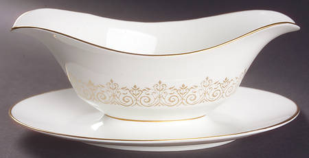 Petit Point Gravy Boat with Attached Underplate